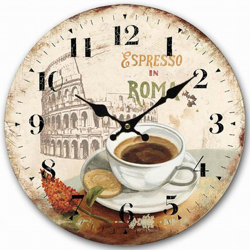 Reloj Pared Redondo Estilo Romano Eruner Madera Decorativo