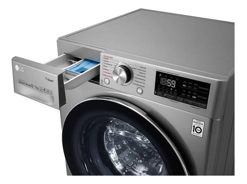 Lavasecadora automática LG inverter hasta 12kg color acero