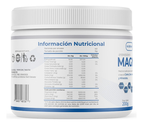 Magnesio Potasio Calcio Vitamina C Magnesium Complex Nibray