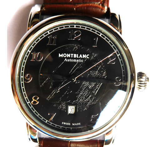 #relógio Montblanc Star Legacy Automatic Swiss Made 27 Joias Marrom Prateado Preto