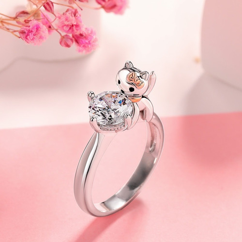 Imagen 5 de 7 de Anillo Gato Plata Fina 925 Regalo Mujer Joyas Gatito Kitty