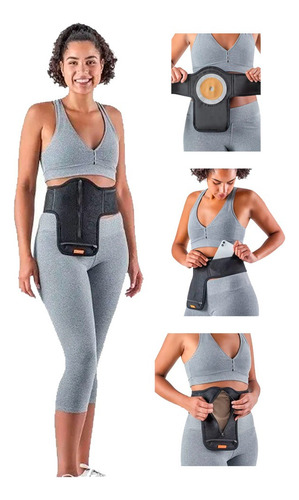 Cinta Ostolight Para Suporte Bolsa De Colostomia Bilateral Cor Preto