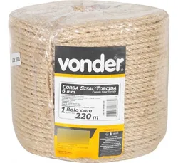 Comprar Corda De Sisal 6mm X 220m 3 Pernas, Vonder 140 Kgf no Mercado Livre