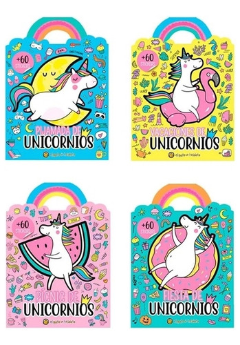 ** 4 Libros Valijita De Unicornios Para Colorear ** Stickers