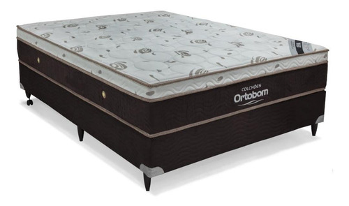Cama box Ortobom ISO 100 conjunto sleep king  Casal de 188cmx138cm marrom