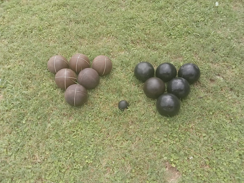 Juego De 12 Bochas Antiguas De Madera 