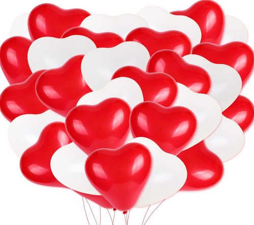 Globos Bombas Corazon Blanca Io Roja X50 Unidades (r6)