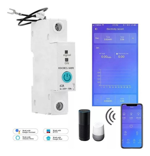 Pastilla Interruptor Termomagnetico Apagador 30 Amper Wifi