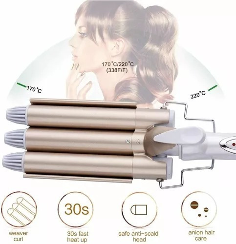 Ondulador De Cabello, Rizador 3 Barriles