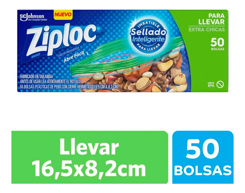 Ziploc Bolsas Cierre Hermético Para Llevar Extra Chicas X50