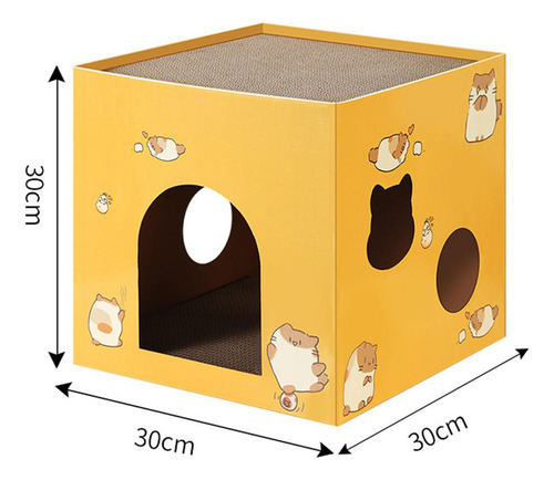 Casa De Gato, Tablero Rascador, Cartón, Caja De Amarillo S