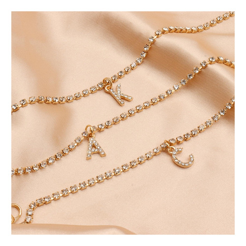 Tobillera Con Letras De Tenis Con Inicial Dorada Para Y A-z,
