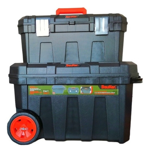 Conjunto de caixas de ferramentas 2 em 1 Bauker de 20 + 23 polegadas - preto
