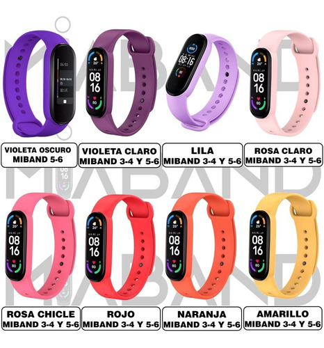 Imagen 3 de 6 de Combo 2 Correa Para Xiaomi Smart Band 3 4 5 6 Malla Pulsera