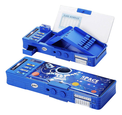 Cartuchera Mecanica Con Botones Clave Azul Space