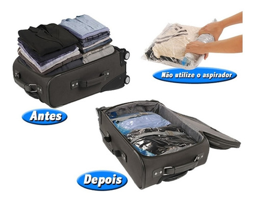 Imagem 3 de 6 de 6 Sacos À Vácuo Vac Bag Ordene Trip 60x40 Roupas Mala Viagem