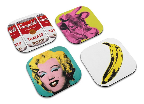 Posavasos De Madera Set 4 Arte Andy Warhol