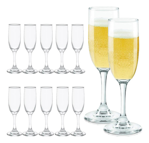 Copa Flauta Cristal Champaña Champagne 210ml 7.1oz 12 Piezas Color Cristal transparente