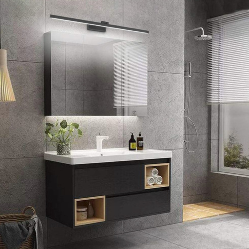 Aplique De Pared Line 60cm Diseño Moderno Baño Led Buena Luz Estructura Negro / Luz Cálida