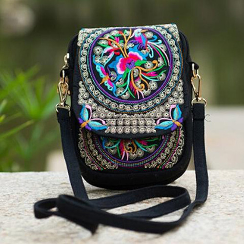 Mochila Bordada De Estilo Étnico B Wallet Para Mujer Con Min