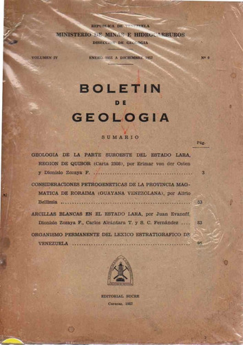 Geologia De Quibor Magmatica Roraima Lexico Estratigrafico