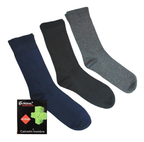 Imagen 1 de 1 de Calcetín Diabético Hombre Sin Costura X6 Pares