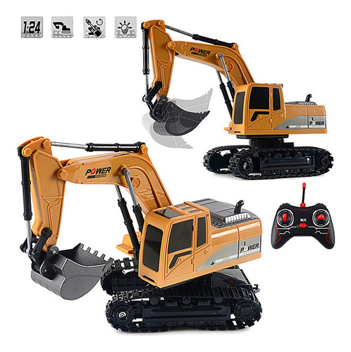 Excavadora Control Remoto 1:24 Rc Juguete 5canal Niños Metal