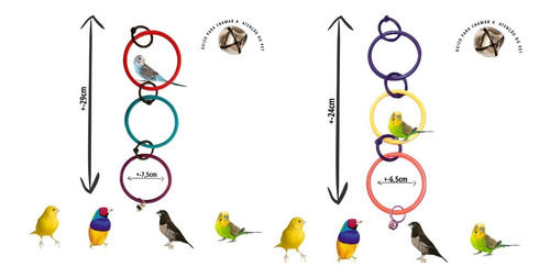 Kit Argolas Brinquedo Aves P/m - Canario Periquito Agaporne