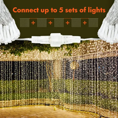 Luces De Cuerda De Cortina Led De Twinkle Star 300, 8 Modos