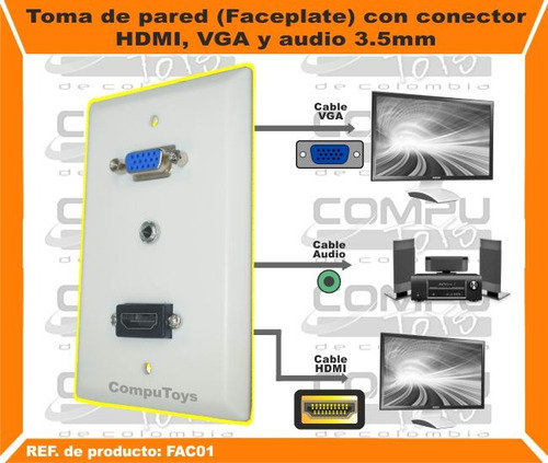 Toma De Pared Hd, Vga Y Stereo Ref: Fac01 Computoys Sas