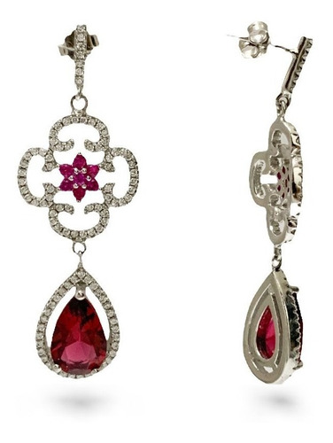 Aretes Plata 925 Turca Sultana, Rubí En Bruto, Estambul Joya