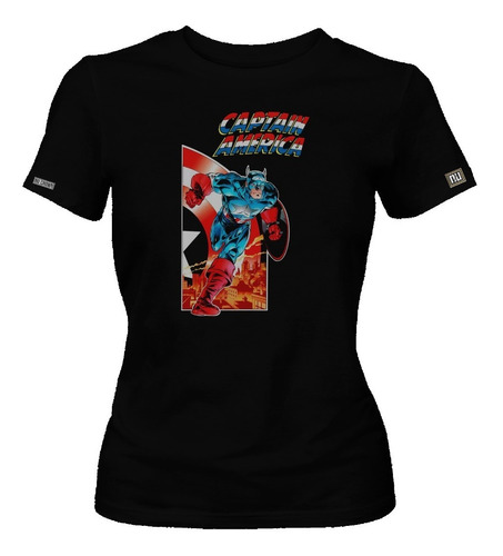Camiseta Estampada Capitán América Avengers Comic Mujer Dbo 