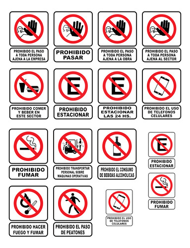 Cartel Prohibido Estacionar 24 Hs 220x280mm Pai Señaletica Rojo
