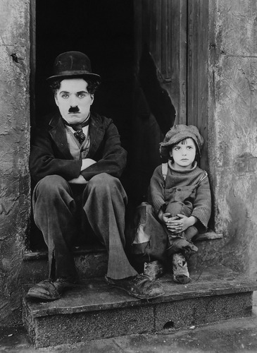 Cuadro De 33x48 Chaplin The Kid  Con Bastidor De Madera.