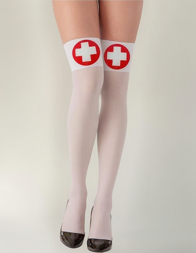 Medias Enfermera Bucaneras Panties Blancas Calcetines Cruz