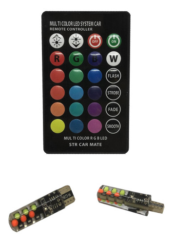 Kit Led Posicion T10 Rgb Colores Control Auto 12v