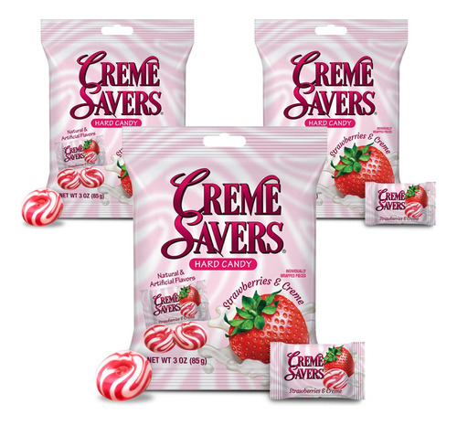 Creme Savers Classic - Caramelo Duro Clasico, Crema De Fresa