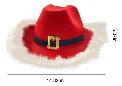 Sombrero De Vaquero Rojo Con Plumas De Decoración Navideña C