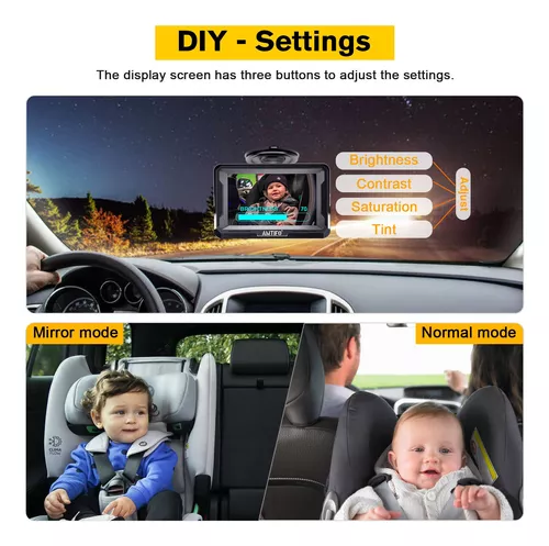 Espejo de coche de bebé Cámara de coche de bebé 4.3 pulgadas HD Monitor de  coche de bebé Espejo de bebé para asiento de coche orientado hacia atrás