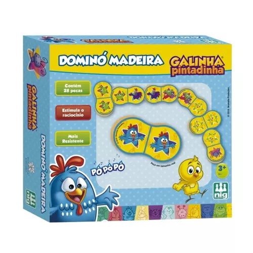 Daré - Jogo de Dominó de Madeira Brinque e Leia Tema Animais Com 28 Peças -  Ref 31056