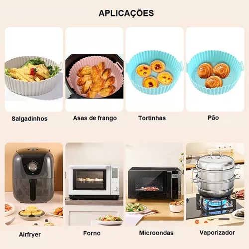 Forma Assadeira de Silicone Bolo para Air Fryer Microondas Forno 21cm