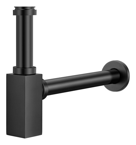 Sifão Metálico Com Copo Para Banheiro (square Preto Fosco) Cor Preto Fosco