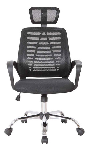 Silla Rex Para Oficina Regulable Con Cabezal Lino Mesh Operativa Negro Ballsellings