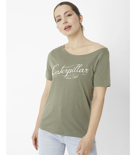 Polera M/c W Off The Shoulder T Verde Oscuro Mujer