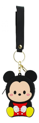 Chaveiro Porta Moedas Mickey Silicone Tsum Tsum 11x8.5cm Cor Preto