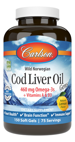 Suplemento Carlson Cod Liver Oil Gems 150 Cápsulas Gelatinas