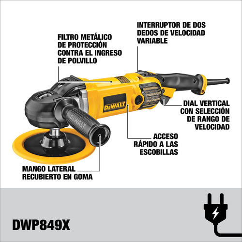 Pulidora Angular Dewalt 7'' Y 9'' 1250w Vv Dwp849x-b3 Amarillo