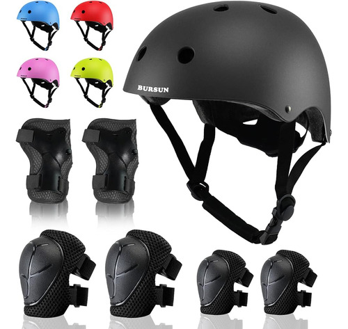 Bursun Kids Bike Helmet Con Equipo De Protección Set Ventila