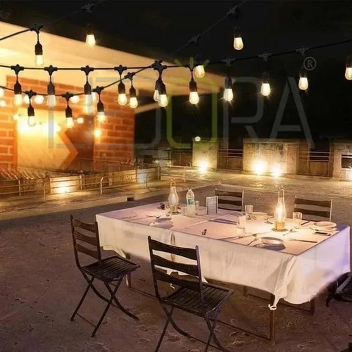 Imagen 3 de 6 de Luces Guirnalda Solar 10 Led Ampolleta Calida Calido 5 Mtrs