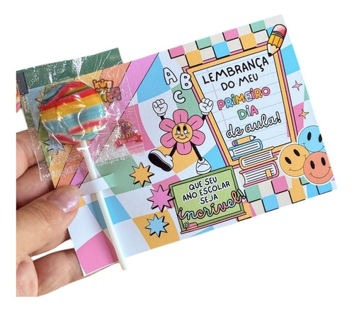 Lembrancinha Primeiro Dia De Aula - 20 Card Com Pirulito